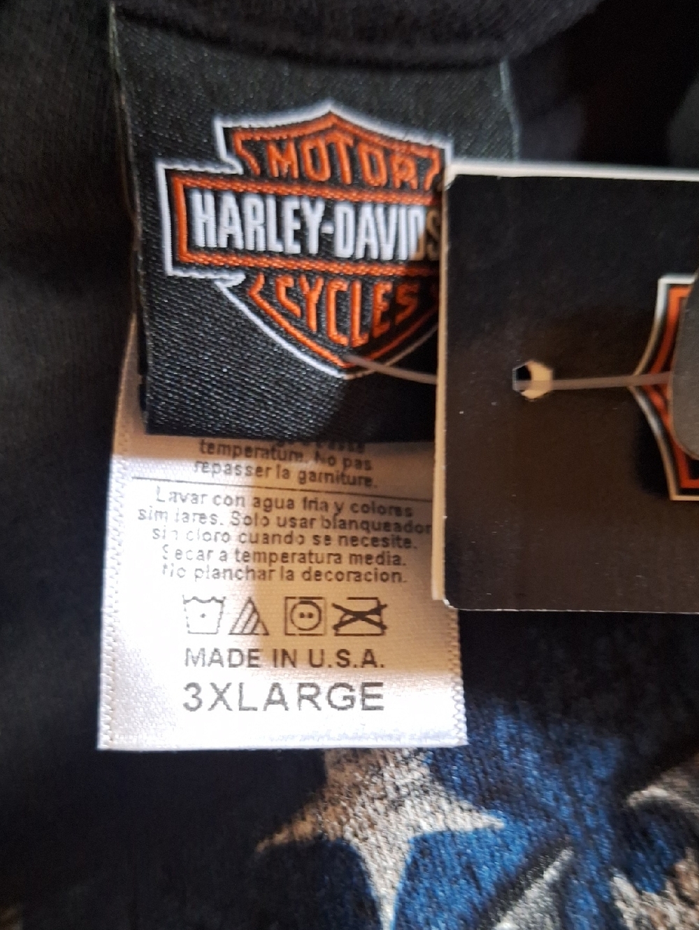 NWT Harley-Davidson Black Short Sleeve Tee with American Flag Skull Graphic - Picture 4 of 5